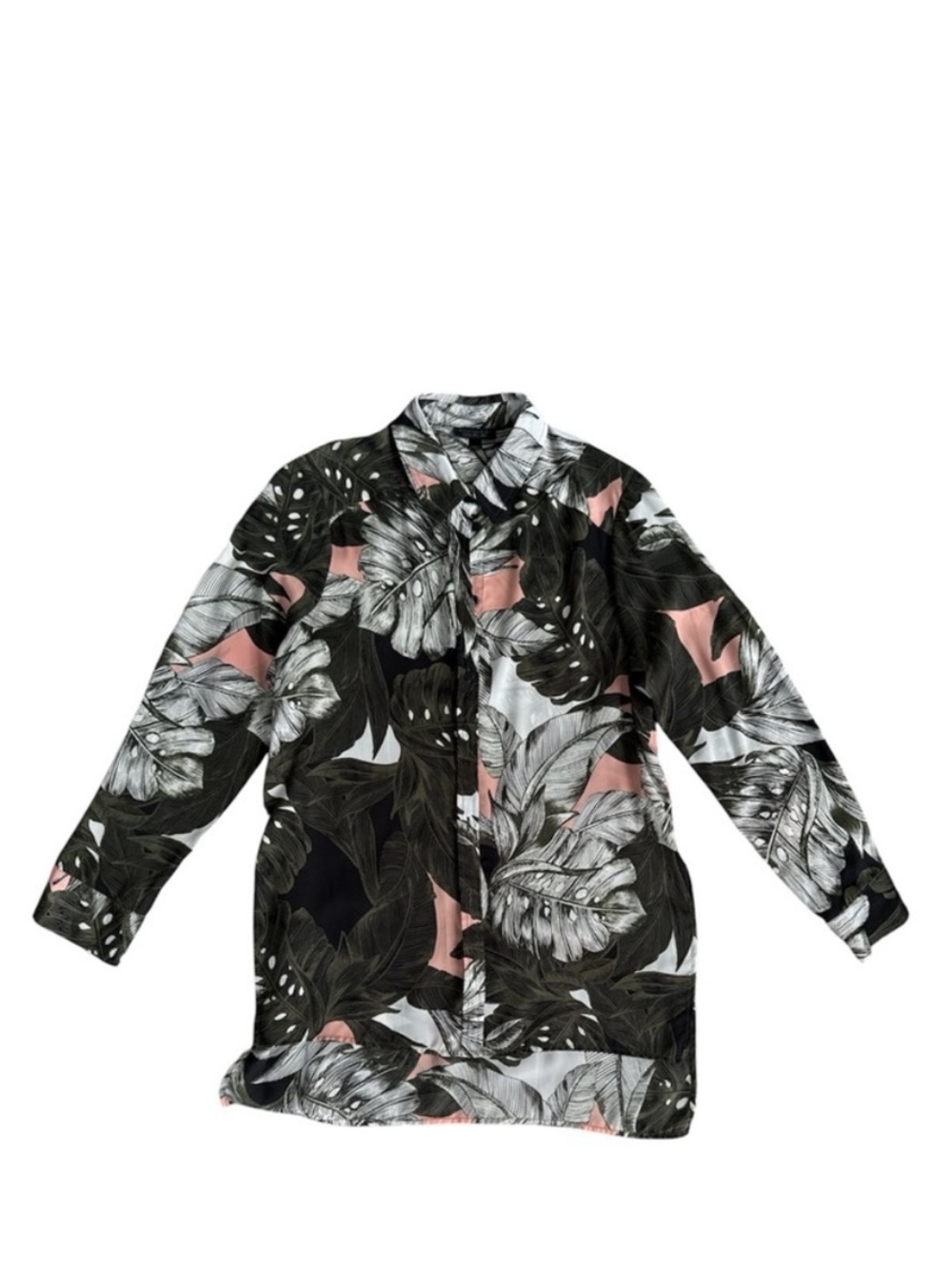 Topshop womens Tropical Leaf Raincoat - Black, Gray & Pink